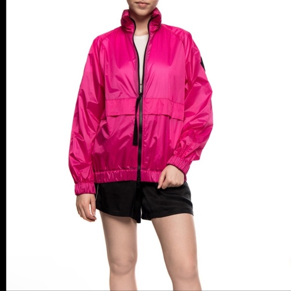 Moncler hot pink Groseille light weight jacket spring zip hooded sz 2 Medium M - Picture 1 of 11